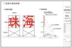 广告牌楼顶广告大字平面结构图