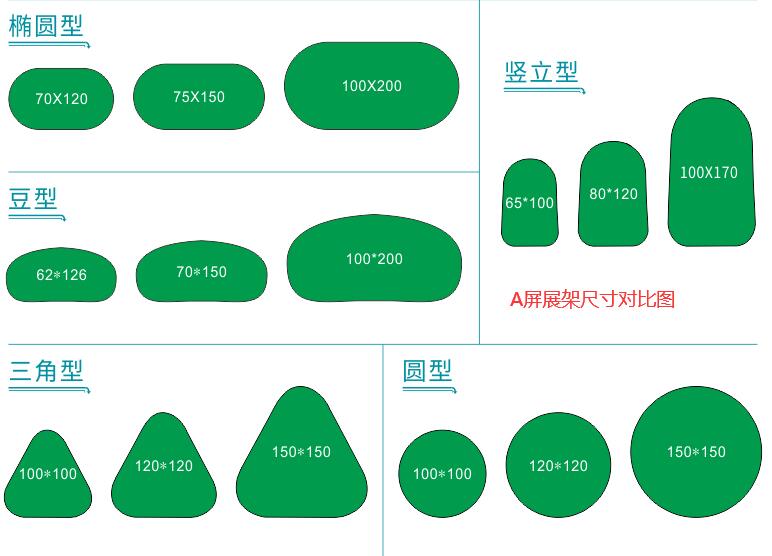 A屏展架尺寸对比图