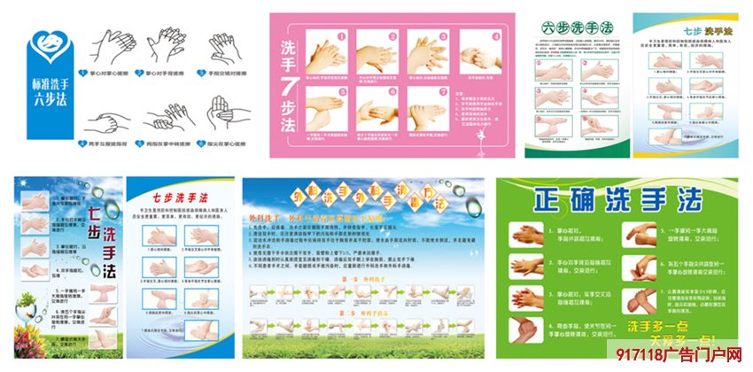 防控疫情正确七步洗手法海报标识贴—尺寸价格